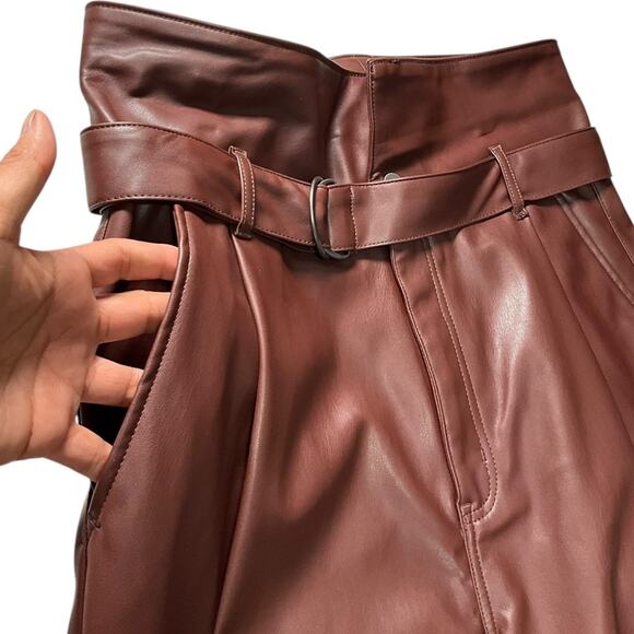 Open Edit Brown Faux Leather Pants Size M New Without Tag Soft Lined Trousers - Picture 5 of 12